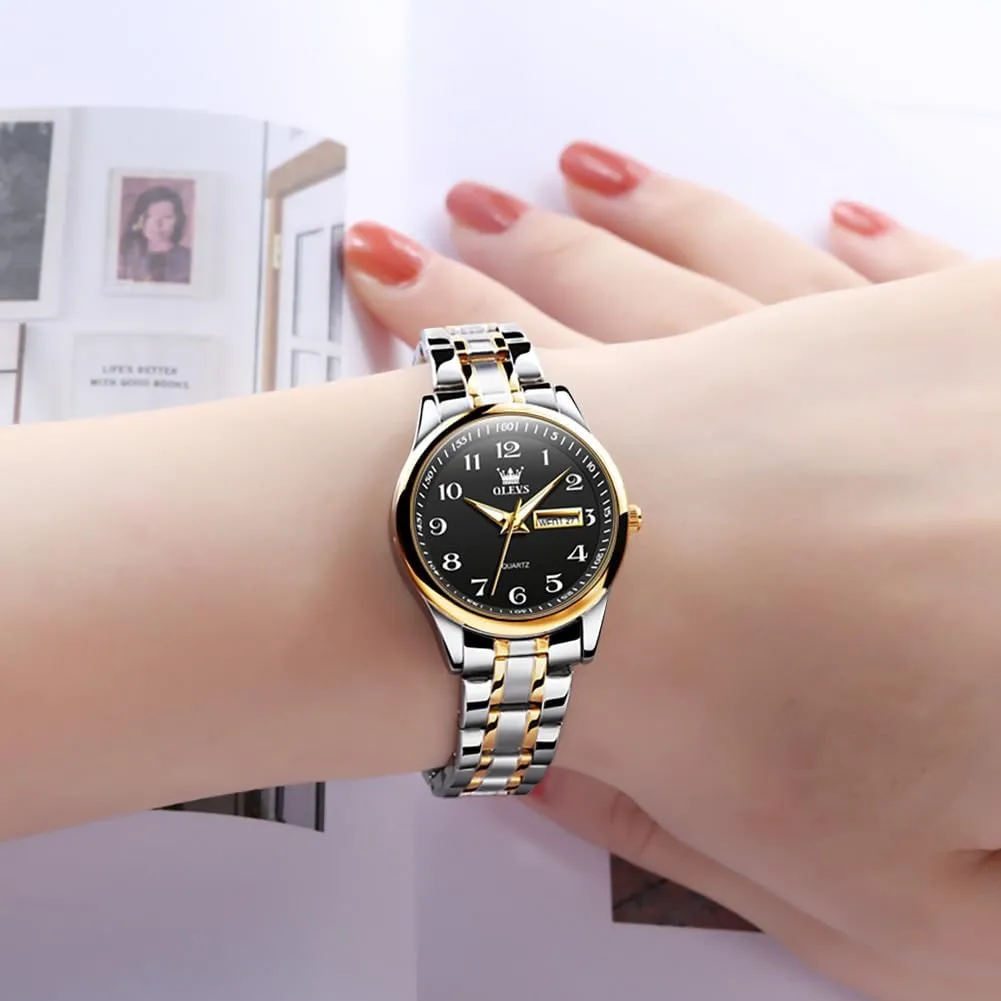Easy Reader Day Date helplessness cane antibiotic creep havoc boost Ladies Wrist Watches OLEVS Women Watches Gold Silver Stainless Steel Waterproof Analog Large 