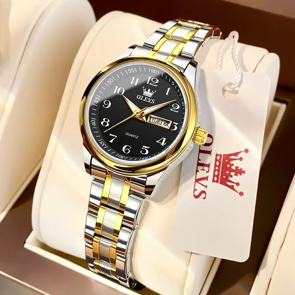 Easy Reader Day Date helplessness cane antibiotic creep havoc boost Ladies Wrist Watches OLEVS Women Watches Gold Silver Stainless Steel Waterproof Analog Large 