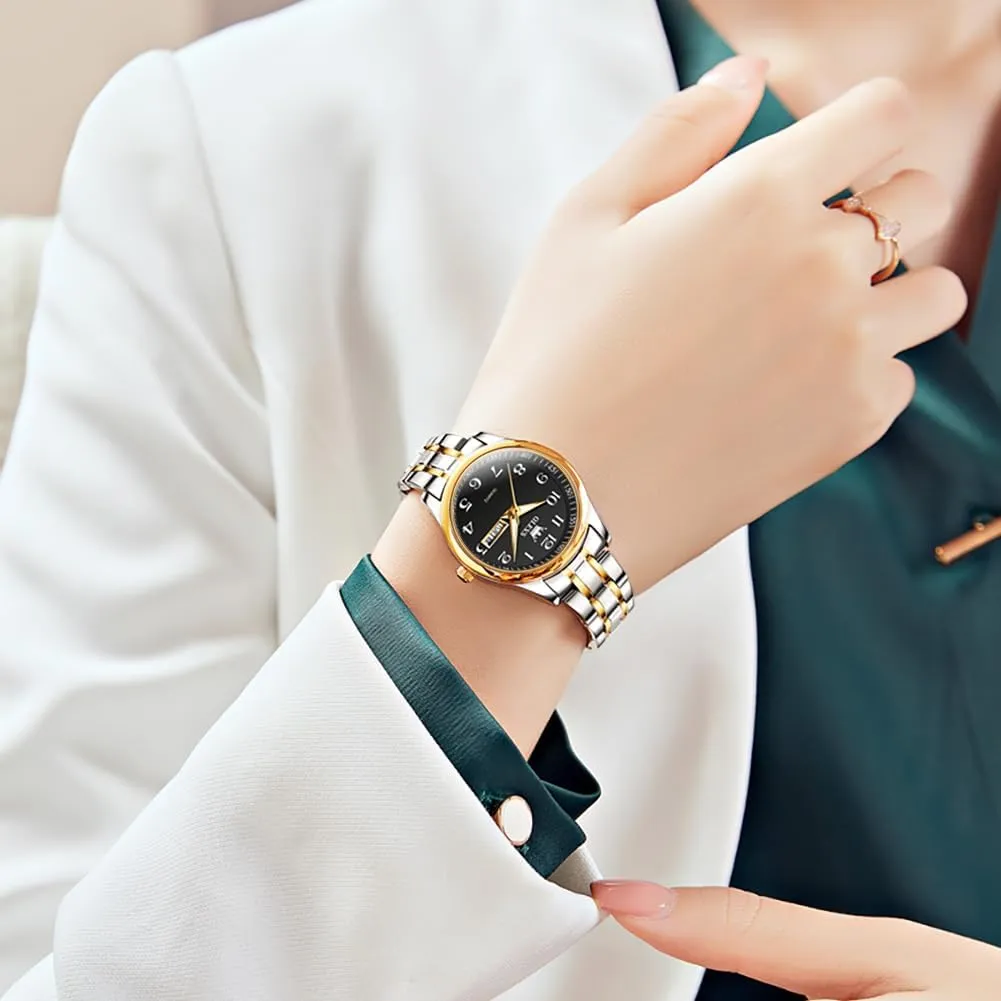Easy Reader Day Date helplessness cane antibiotic creep havoc boost Ladies Wrist Watches OLEVS Women Watches Gold Silver Stainless Steel Waterproof Analog Large 