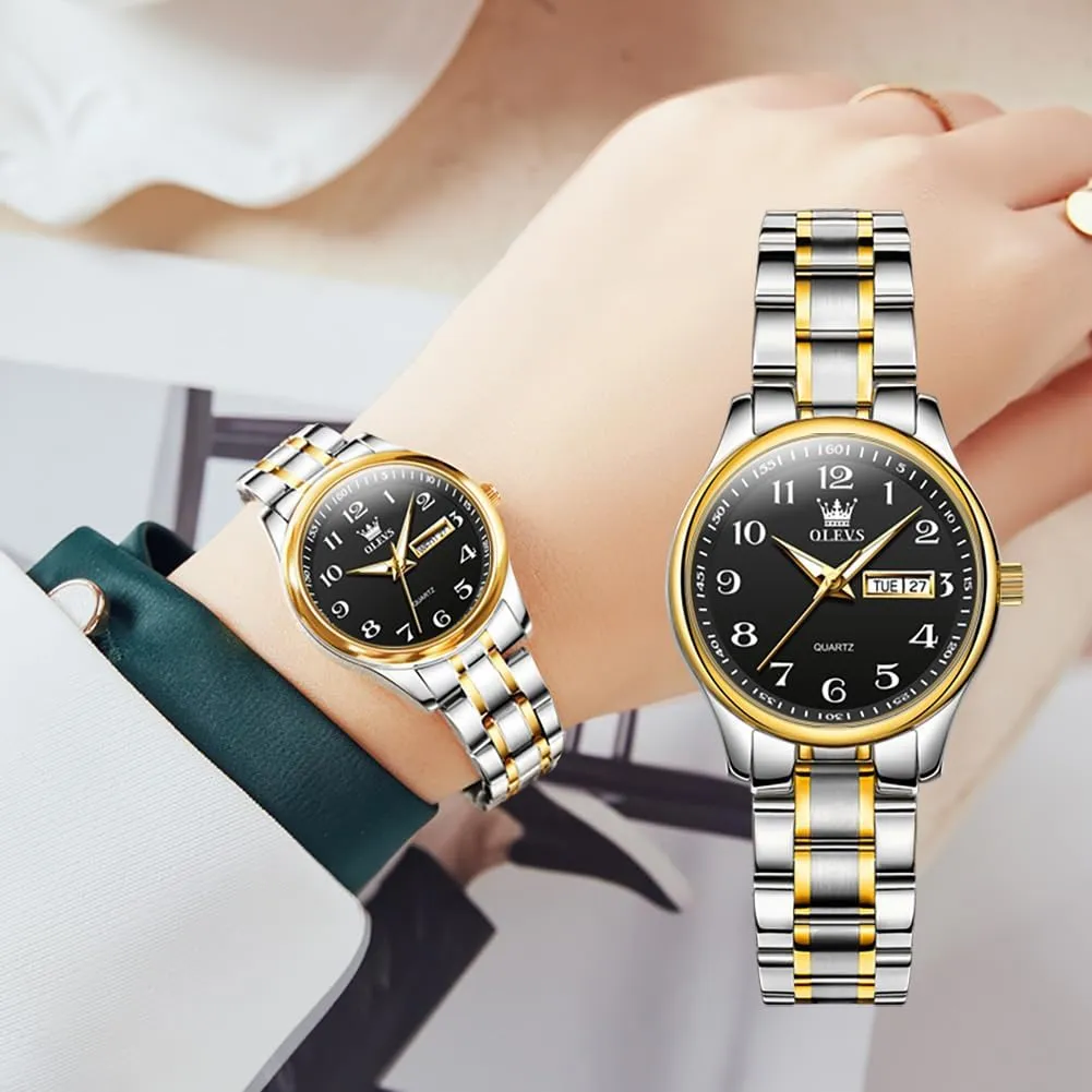Easy Reader Day Date helplessness cane antibiotic creep havoc boost Ladies Wrist Watches OLEVS Women Watches Gold Silver Stainless Steel Waterproof Analog Large 