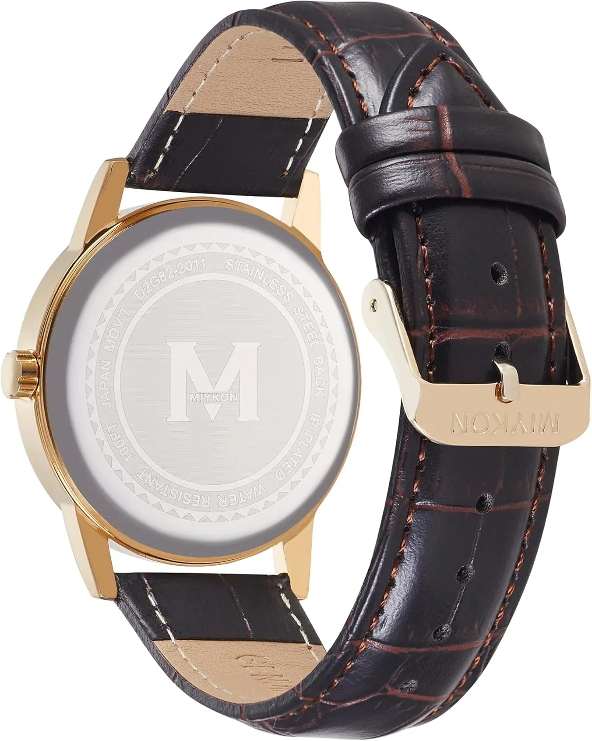 Easy splash leadership catalyze pulp Reader Arabic Numerals, Genuine Leather Band, Japanese Quartz, Luminous Hands, Waterproof to 100ft, 38mm Case Miykon Men's Classic Analog Dress Watch - 