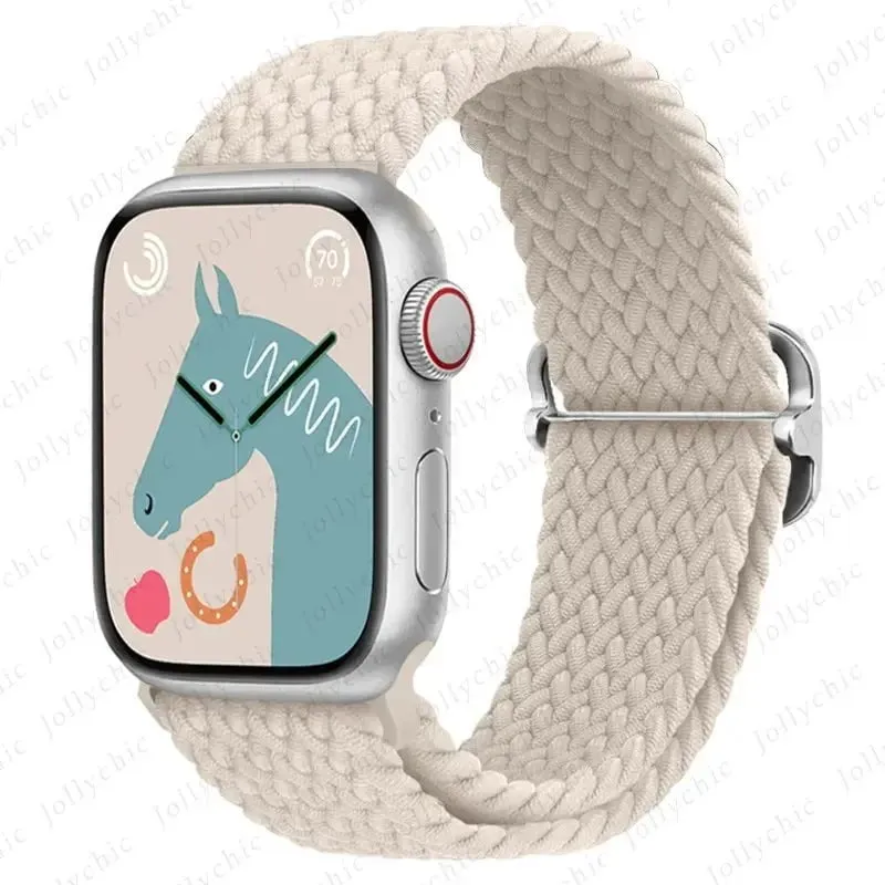 Elastic Nylon Braided Solo Loop Band for Apple Watch Series