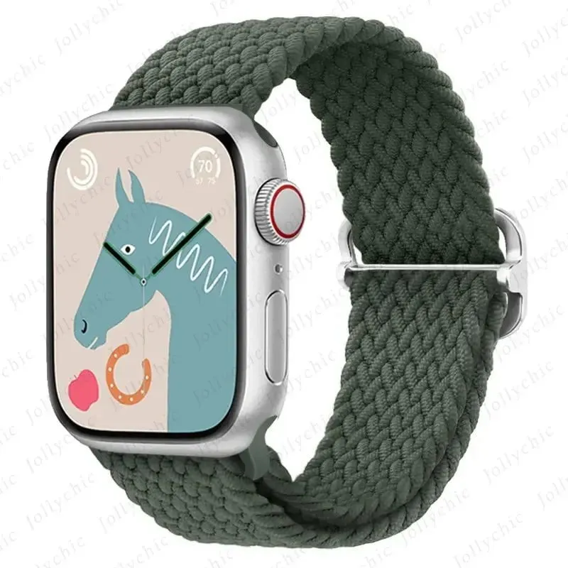 Elastic Nylon Braided Solo Loop Band for Apple Watch Series