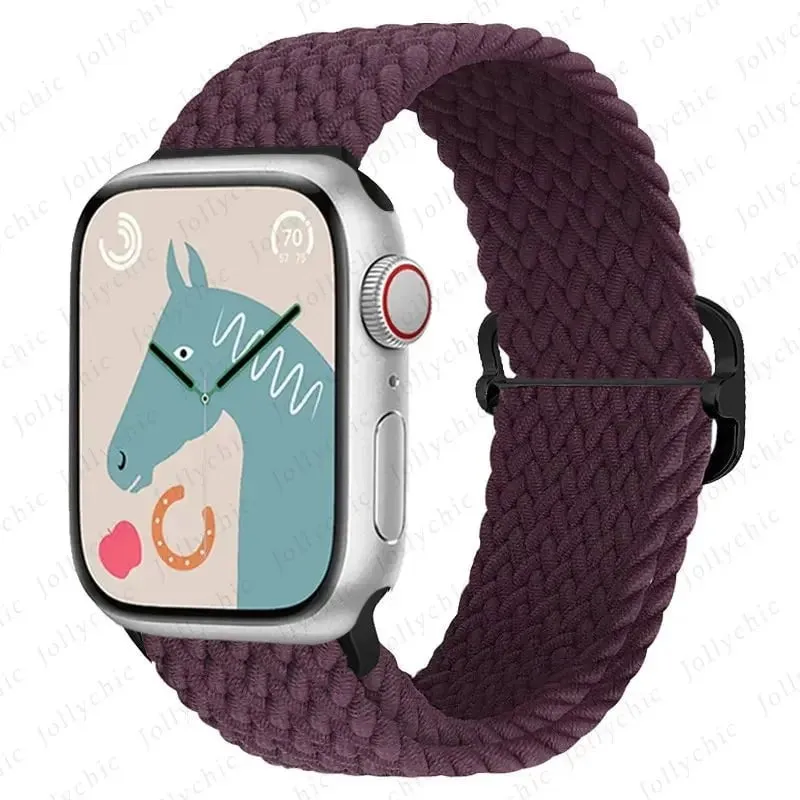 Elastic Nylon Braided Solo Loop Band for Apple Watch Series
