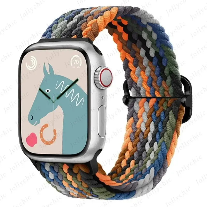 Elastic Nylon Braided Solo Loop Band for Apple Watch Series