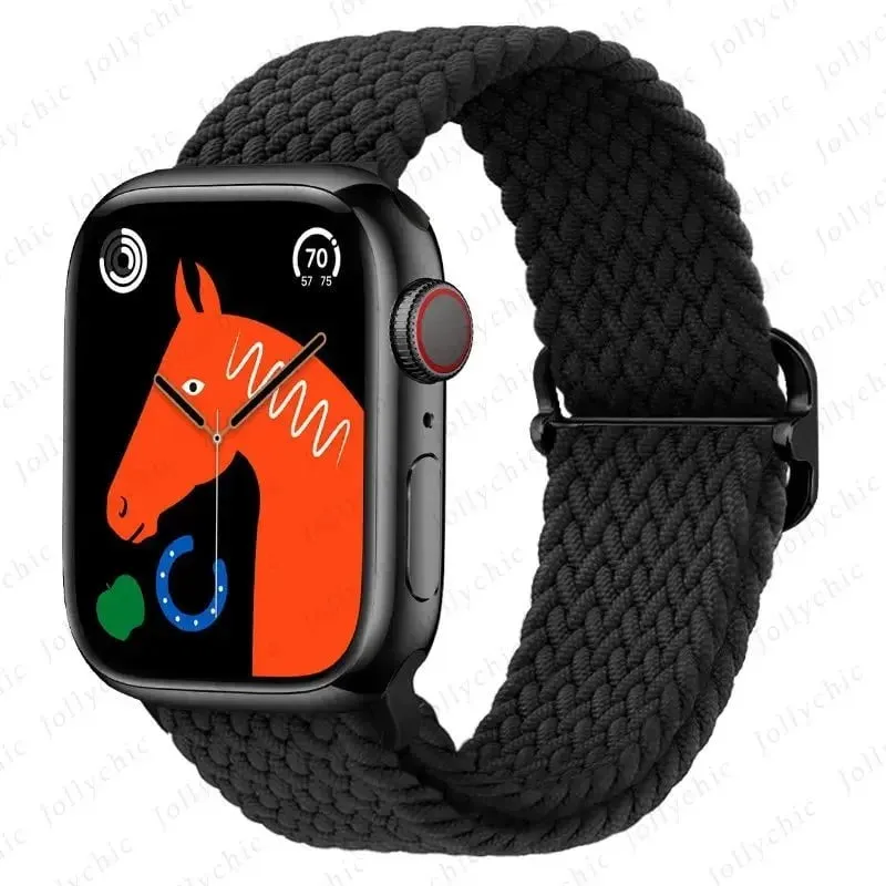 Elastic Nylon Braided Solo Loop Band for Apple Watch Series