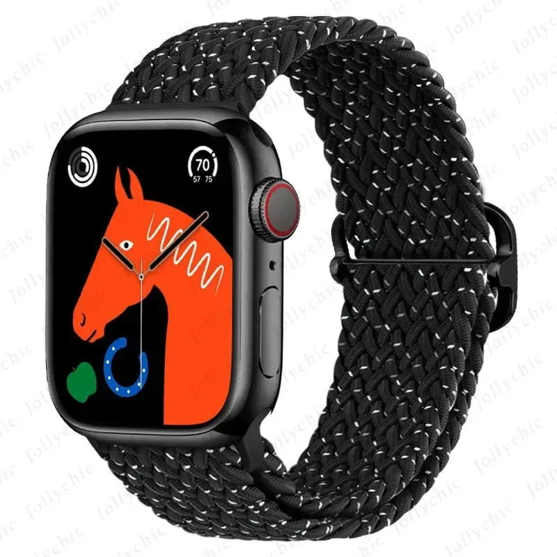Elastic Nylon Braided Solo Loop Band for Apple Watch Series