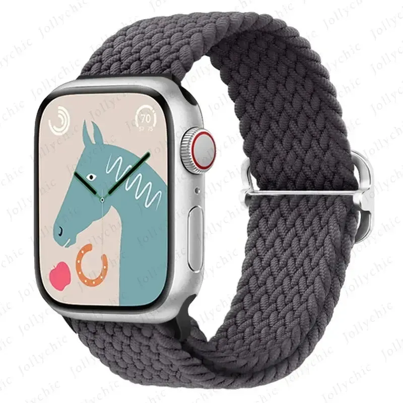 Elastic Nylon Braided Solo Loop Band for Apple Watch Series
