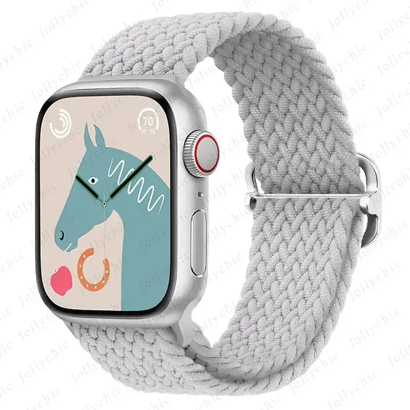 Elastic Nylon Braided Solo Loop Band for Apple Watch Series