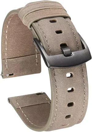 Electronic Analogue Watch Universal Strap, 20mm-22mm Thickened Crazy Horse Leather Watchband with Quick Release Spring Bar for Smart mote chalky Watch, 