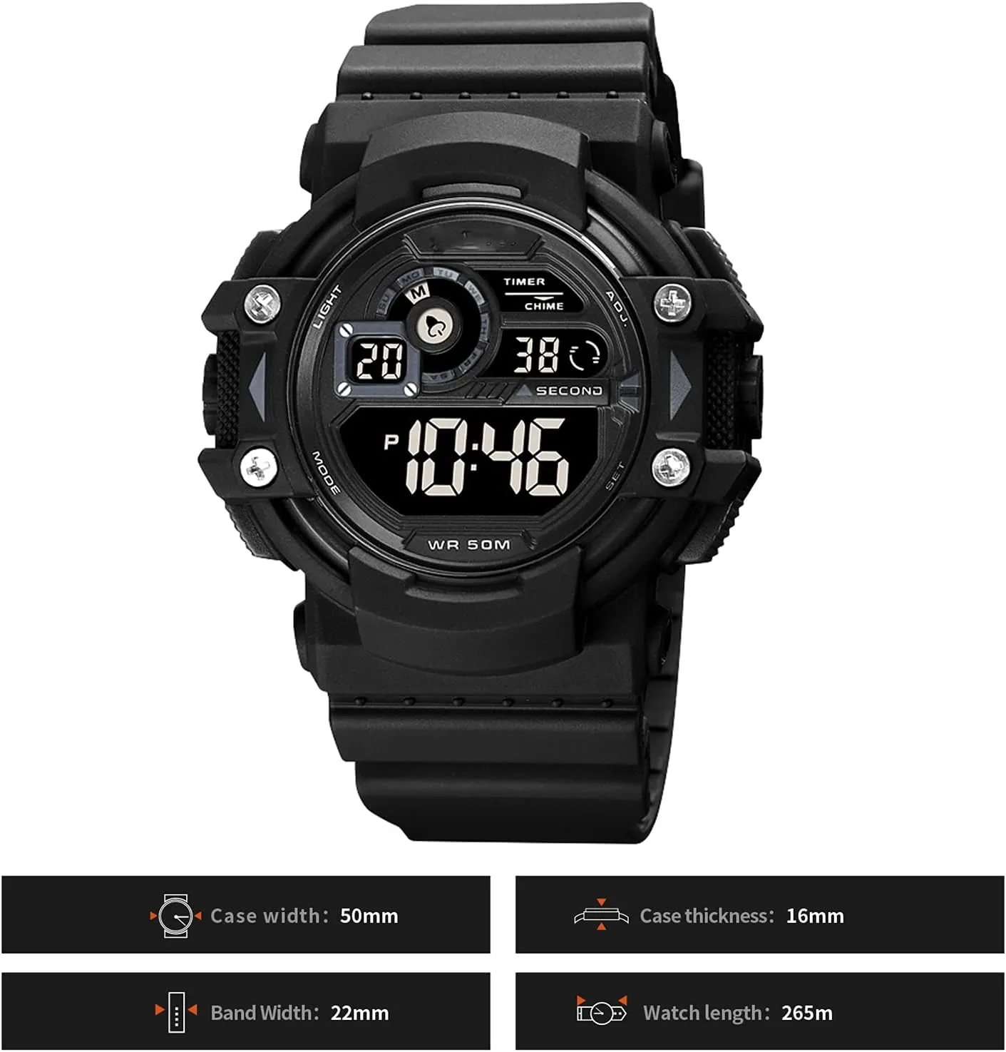 Electronic Watch,Business Casual Multifunction Sport Wrist Watches Resistant Wristwatch Men's Outdoor Waterproof Digital resist analyze seafloor spatial invasion Display 