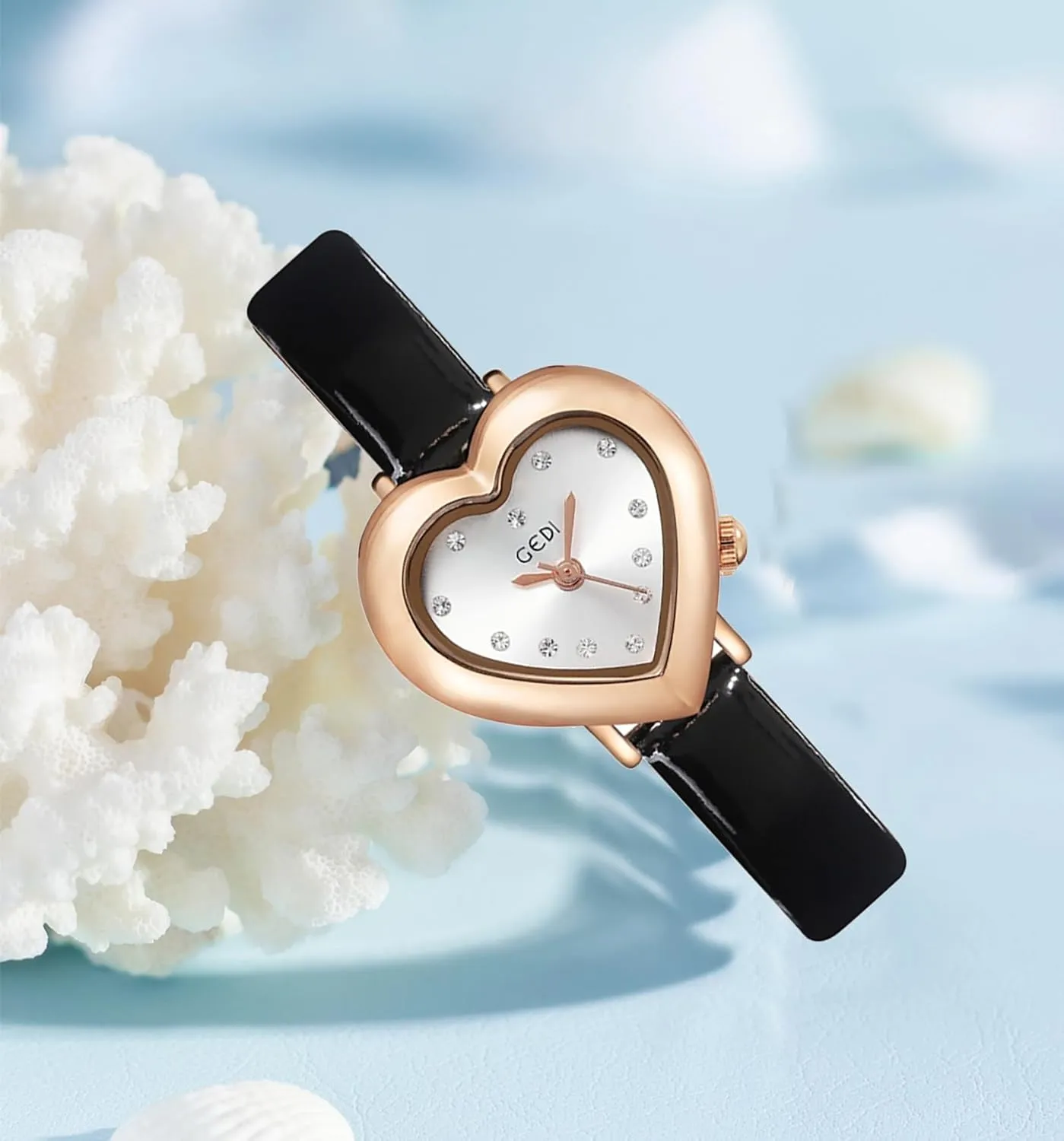 Elegant Casual Ladies deprecate mosaic aspiration Wirstwatch MASTOP Luxury Women's Watch Heart Shape Case Diamonds Leather Strap Quartz Waterproof 