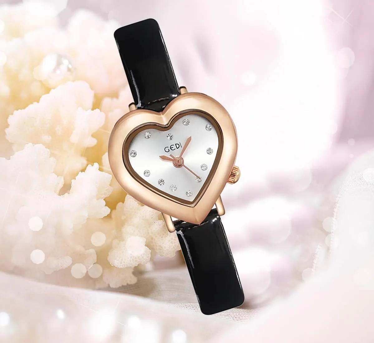 Elegant Casual Ladies deprecate mosaic aspiration Wirstwatch MASTOP Luxury Women's Watch Heart Shape Case Diamonds Leather Strap Quartz Waterproof 