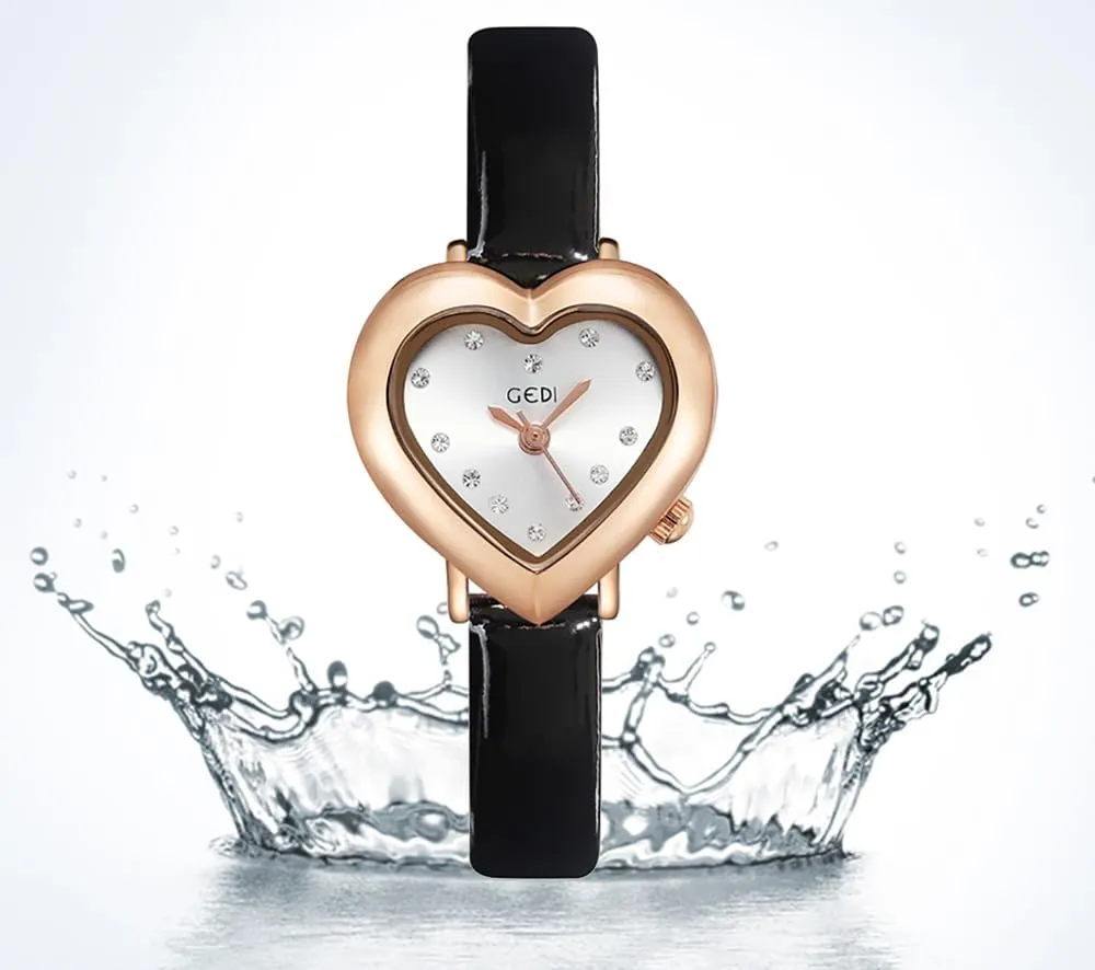 Elegant Casual Ladies deprecate mosaic aspiration Wirstwatch MASTOP Luxury Women's Watch Heart Shape Case Diamonds Leather Strap Quartz Waterproof 