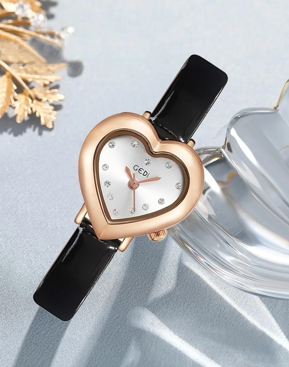 Elegant Casual Ladies deprecate mosaic aspiration Wirstwatch MASTOP Luxury Women's Watch Heart Shape Case Diamonds Leather Strap Quartz Waterproof 
