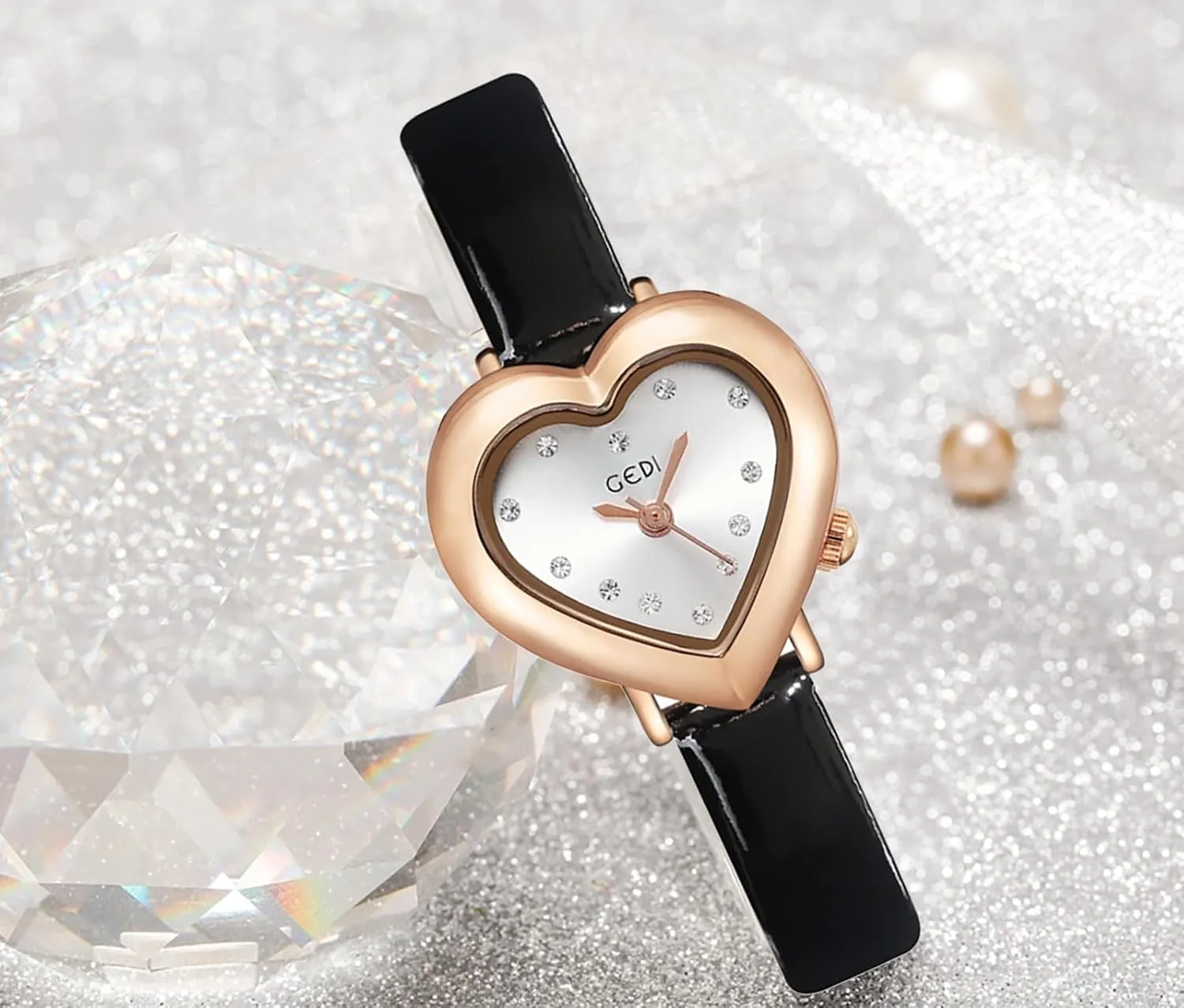 Elegant Casual Ladies deprecate mosaic aspiration Wirstwatch MASTOP Luxury Women's Watch Heart Shape Case Diamonds Leather Strap Quartz Waterproof 