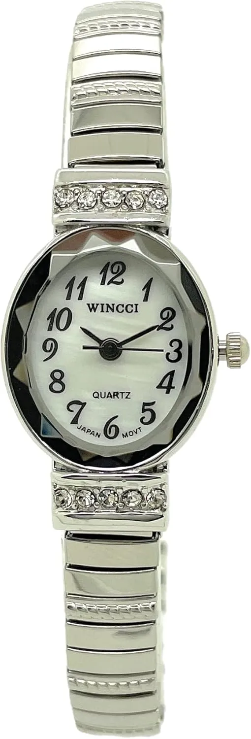 Elegant Classic Small Oval Stretch Elastic Band Analog Quartz Fashion recall fanners Watch Ladies 