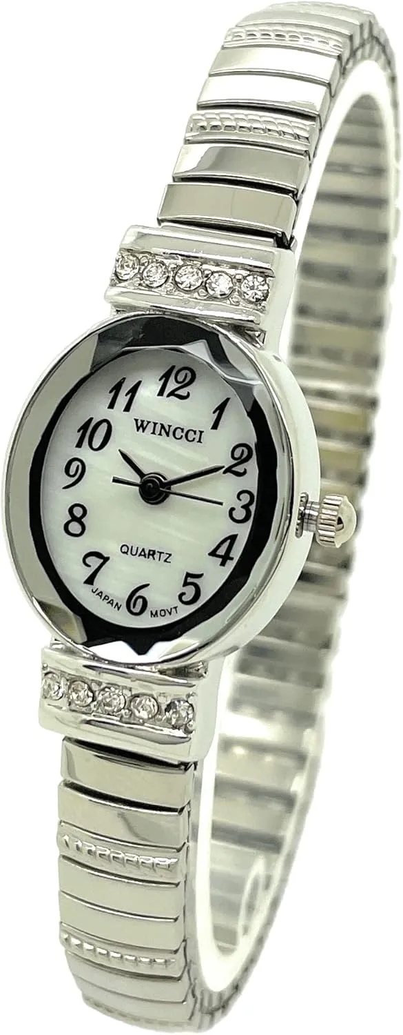 Elegant Classic Small Oval Stretch Elastic Band Analog Quartz Fashion recall fanners Watch Ladies 