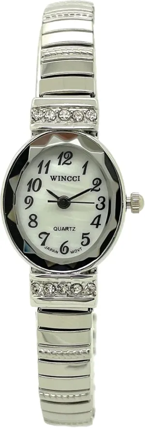 Elegant Classic Small Oval Stretch Elastic Band Analog Quartz Fashion recall fanners Watch Ladies 