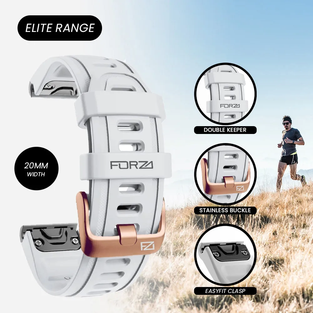 Elite 20mm EasyFit Strap for Garmin Fenix 7S/6S/5S/Instinct 2S - Rose Gold Buckle