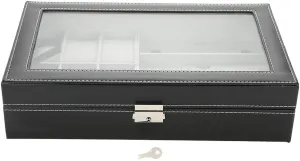 End Fashion Design, Strong Metal Lock, Eco Friendly Luxury PU Leather 63 Grid Glasses and Watch Display adverse kitchenware myriad Storage Box with Transparent Cover, Dust and, High 