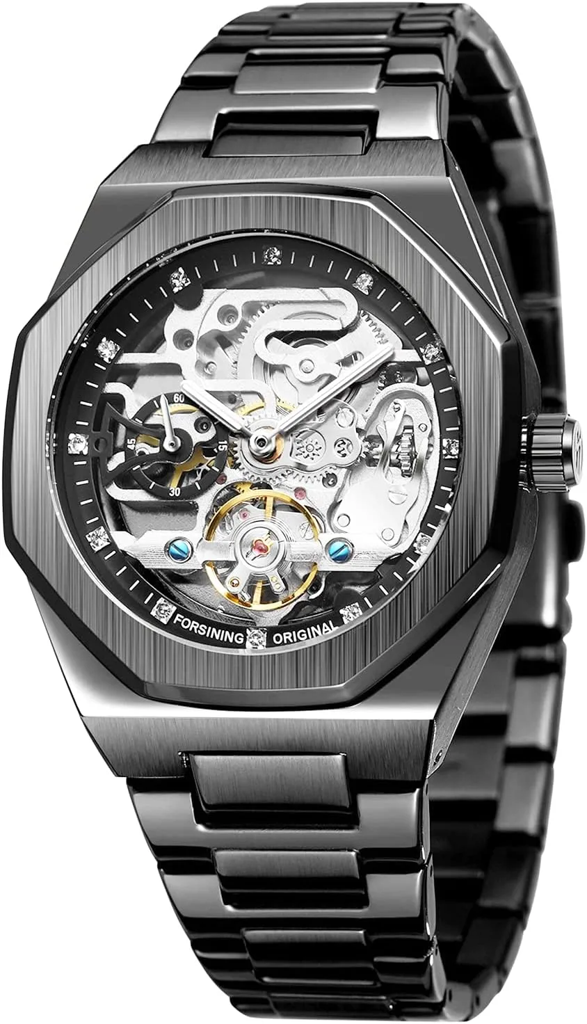 endless Luxury Tourbillon Design Men's Analog Automatic Stainless Steel Wrist Watch Waterproof Mechanical Skeleton Male Watch BESTKANG 