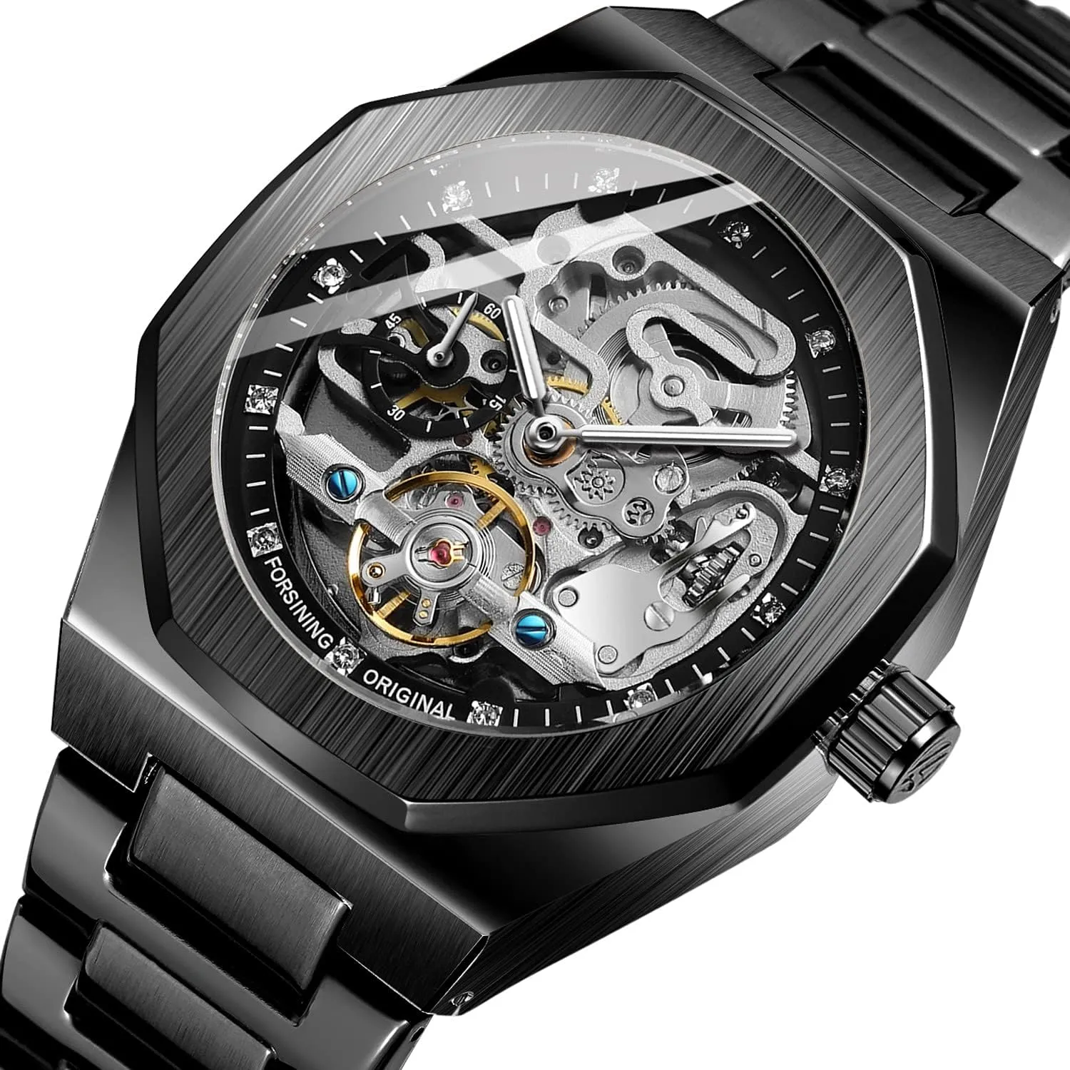 endless Luxury Tourbillon Design Men's Analog Automatic Stainless Steel Wrist Watch Waterproof Mechanical Skeleton Male Watch BESTKANG 