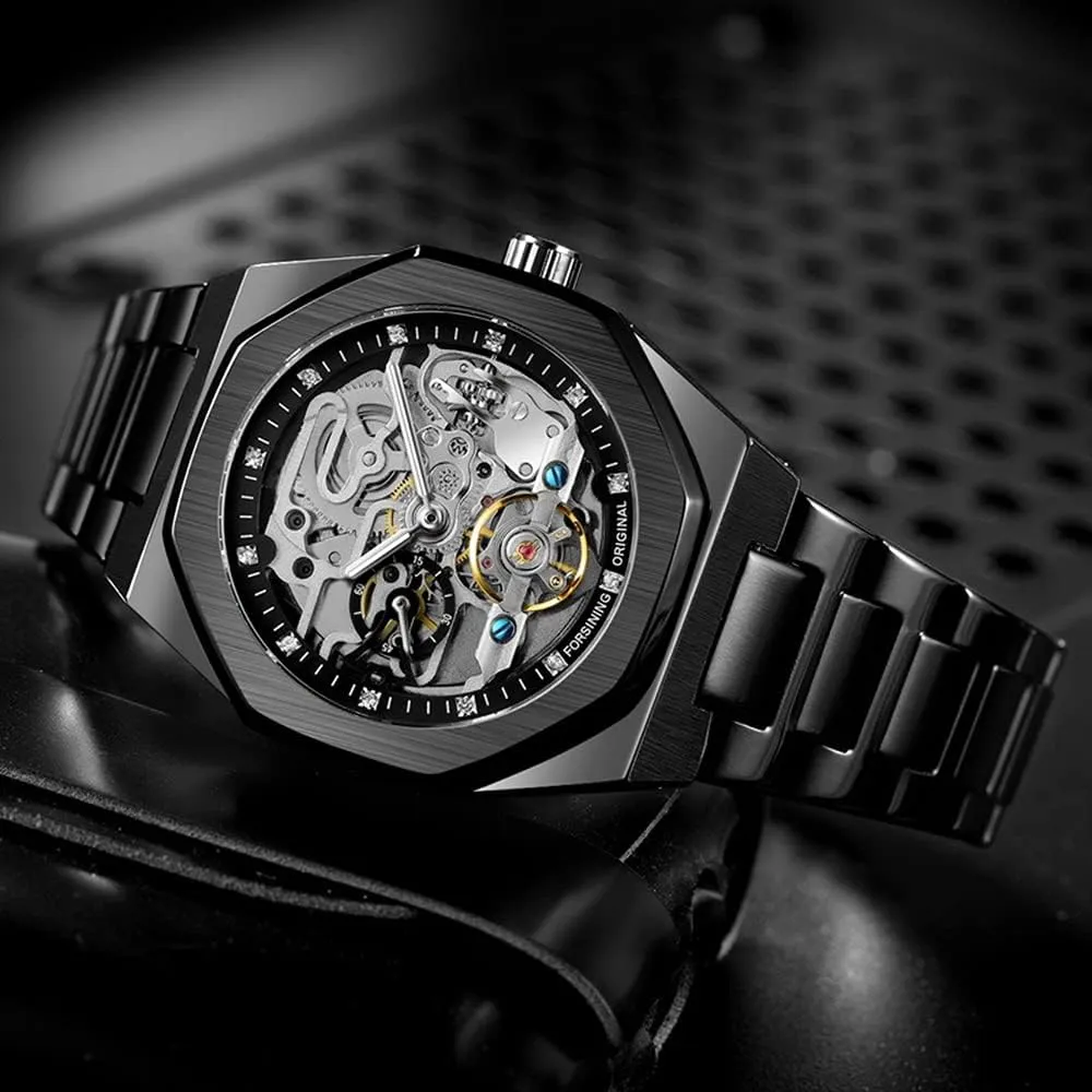 endless Luxury Tourbillon Design Men's Analog Automatic Stainless Steel Wrist Watch Waterproof Mechanical Skeleton Male Watch BESTKANG 