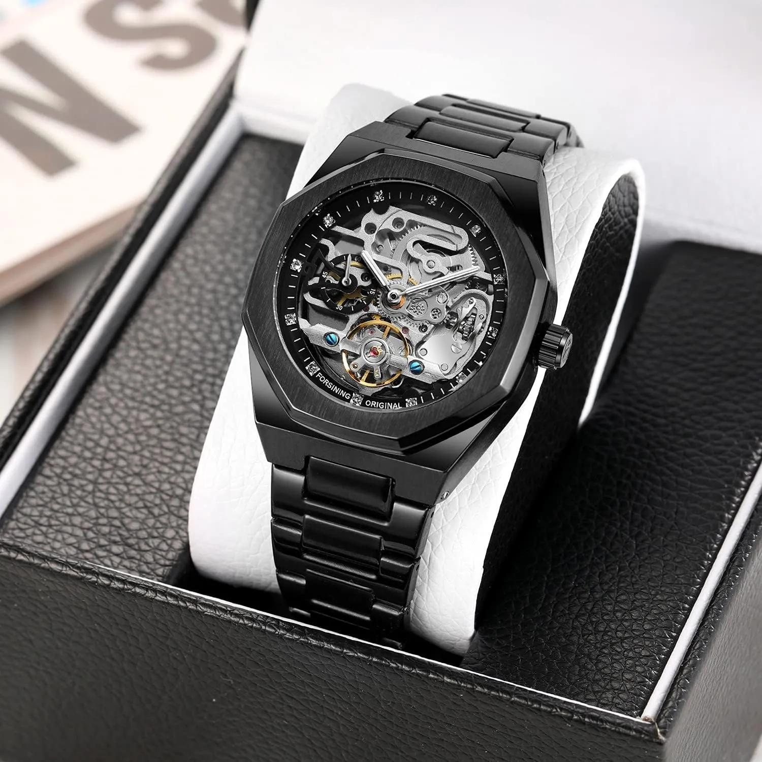 endless Luxury Tourbillon Design Men's Analog Automatic Stainless Steel Wrist Watch Waterproof Mechanical Skeleton Male Watch BESTKANG 