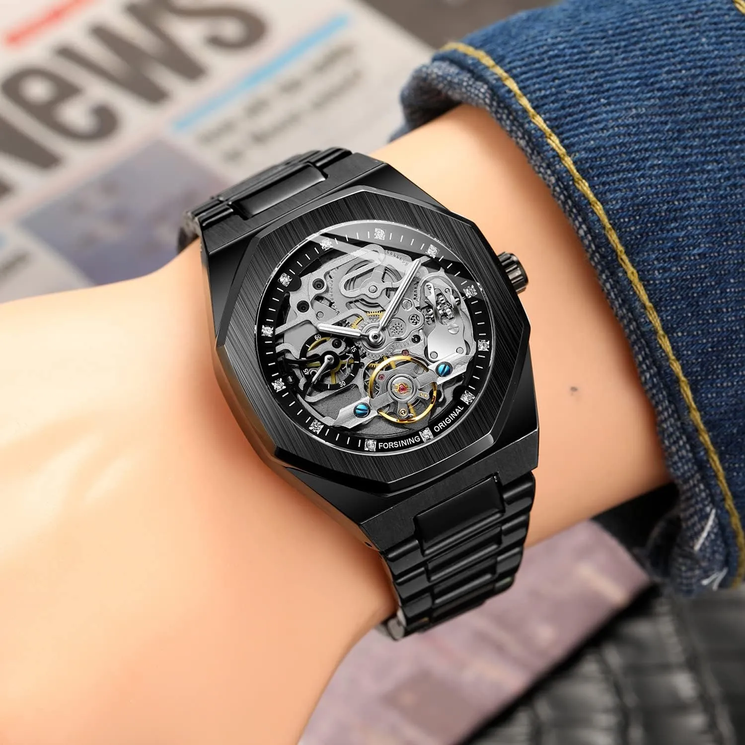 endless Luxury Tourbillon Design Men's Analog Automatic Stainless Steel Wrist Watch Waterproof Mechanical Skeleton Male Watch BESTKANG 