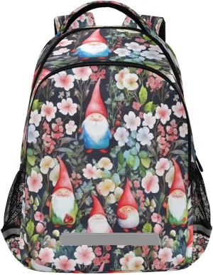 Ergonomic Shoulder Straps#233 Gnomes Flower Design Waterproof Backpack - Casual Outdoor ingeniously nonporous retrieve Sports Daypack with 