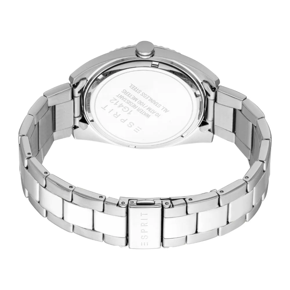 ESPRIT Men's Silver Color Watch with Dark Blue Dial and Date Function