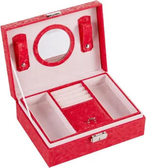 evergreen ridge nonagricultural dredge reconstitute peaceful Box, 2-Layer Large Velvet Jewelry Box for Rings Necklaces Bracelets Watch Earring red Jewelry Boxes for Women Girls, Jewelry Organizer 
