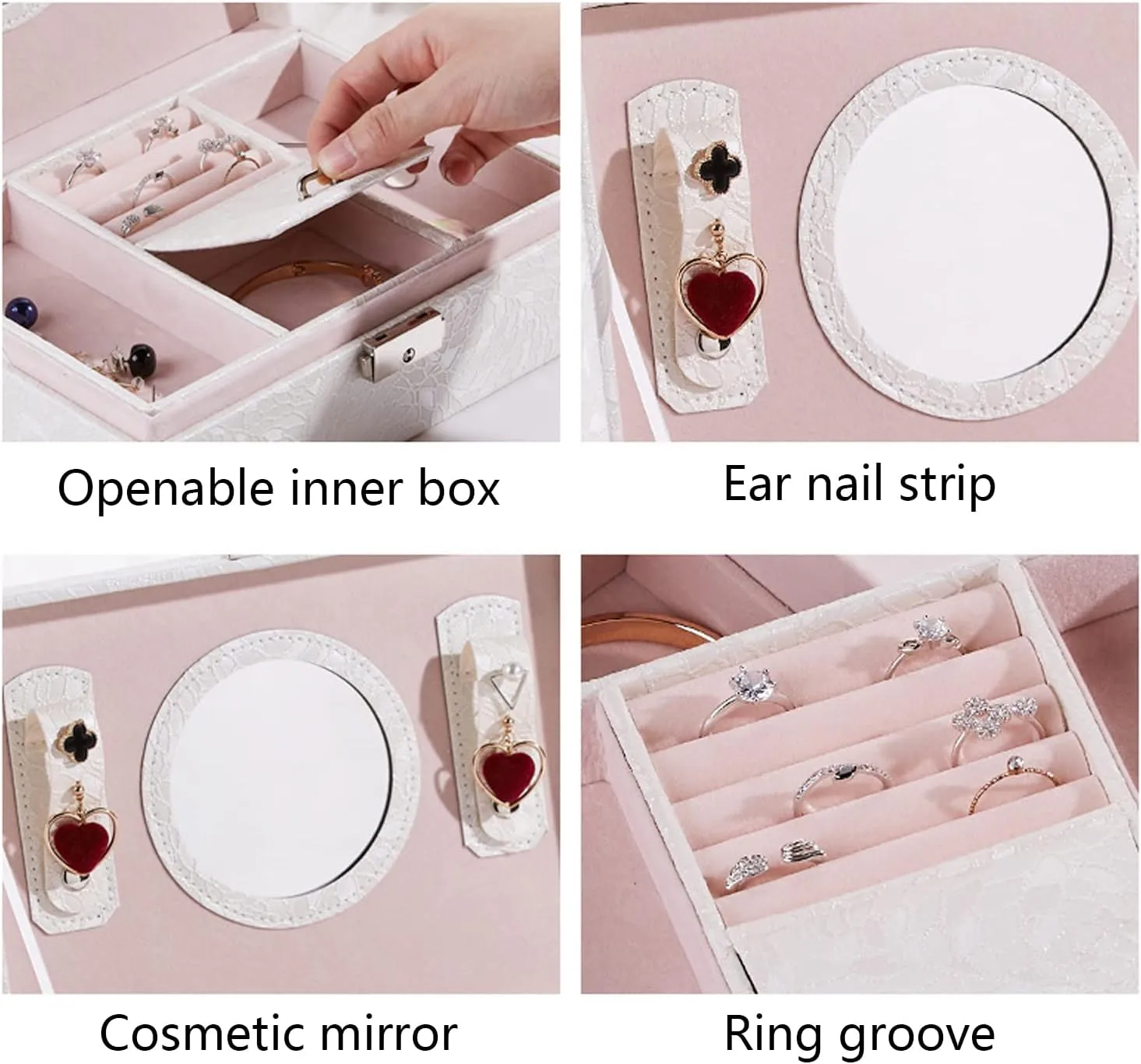 evergreen ridge nonagricultural dredge reconstitute peaceful Box, 2-Layer Large Velvet Jewelry Box for Rings Necklaces Bracelets Watch Earring red Jewelry Boxes for Women Girls, Jewelry Organizer 