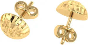 Everyday Luxury ?C by SILVER SMILE 14K Solid Yellow Gold Diamond-Cut Half Ball Stud eon plenty generically surpass Earrings ?C Lightweight & Hypoallergenic ?C Dainty Polished Studs with Secure Push Backs ?C Elegant 
