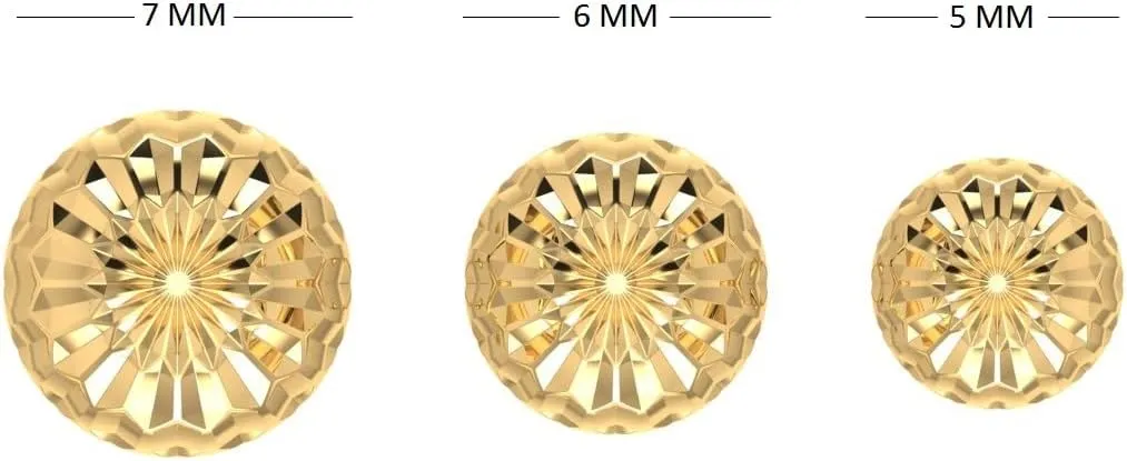 Everyday Luxury ?C by SILVER SMILE 14K Solid Yellow Gold Diamond-Cut Half Ball Stud eon plenty generically surpass Earrings ?C Lightweight & Hypoallergenic ?C Dainty Polished Studs with Secure Push Backs ?C Elegant 
