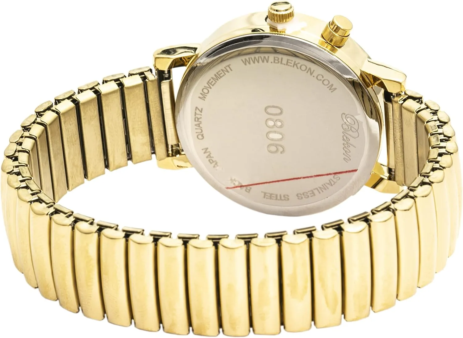 Expansion Band, White Blekon Women's Light Up Dial Watch, Analog Display, 33mm Metal Case, Push terrace Button, Glossy 