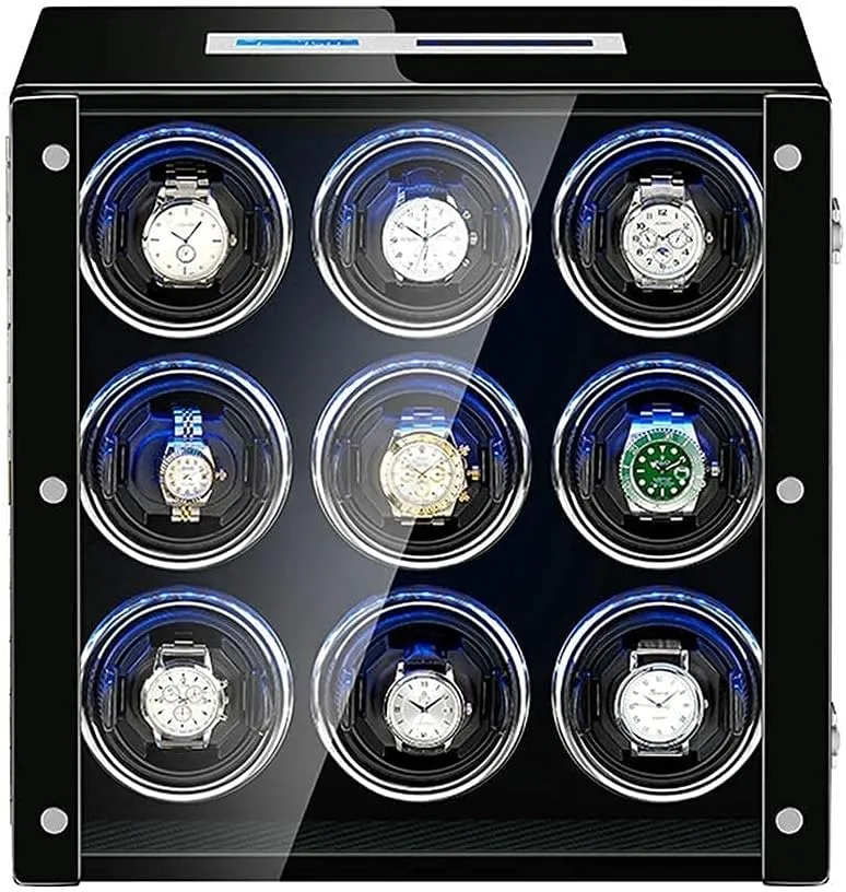 Exterior Durable Watch Winder Box for Automatic Watch Adjustable Watch Pillows LCD Built-in Led Light Piano treatment Paint 