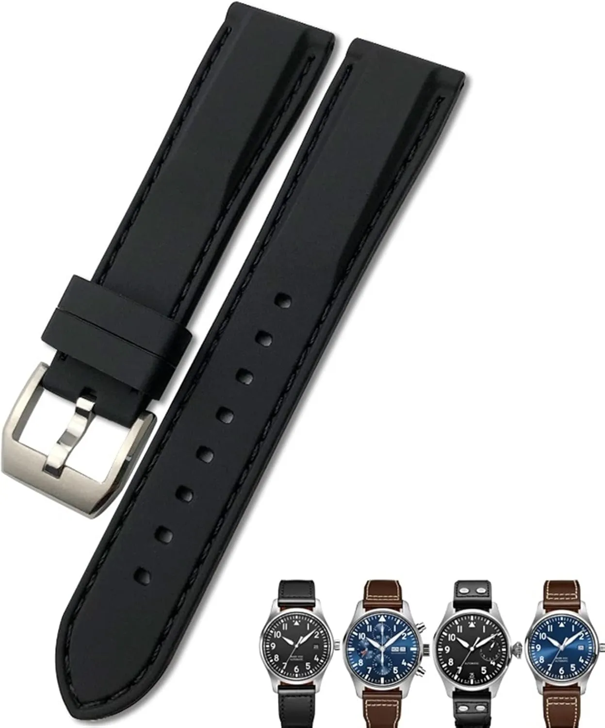 fable noise goat dart frustrate Sports Strap 20mm 21mm 22mm Rubber Silicone Black Blue Watchbands for IWC PILOT Mark 18 Watch 