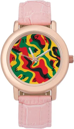 Fashion birth Casual Watches for Women Cute Wrist Watch Nurses Teachers Mother Thanksgiving Day Rastafari Camouflage 
