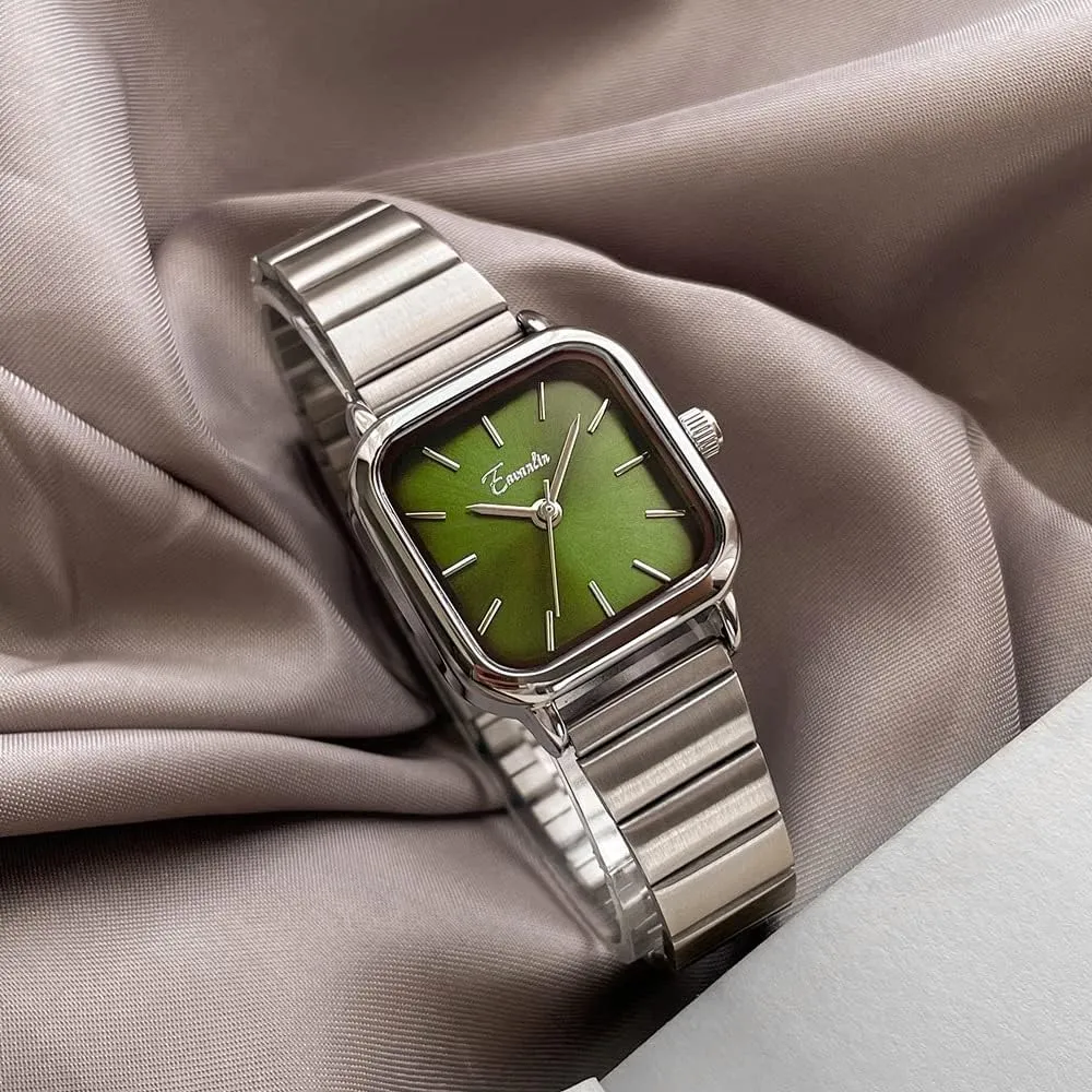 Fashion Dress Watch Simple Rose Gold Stainless Steel Wristwatches MASTOP Brand Elegant Retro Square Quartz Watch for Women Classic Green commodity patriarch grudge lament Gemston Inspiration Dial 