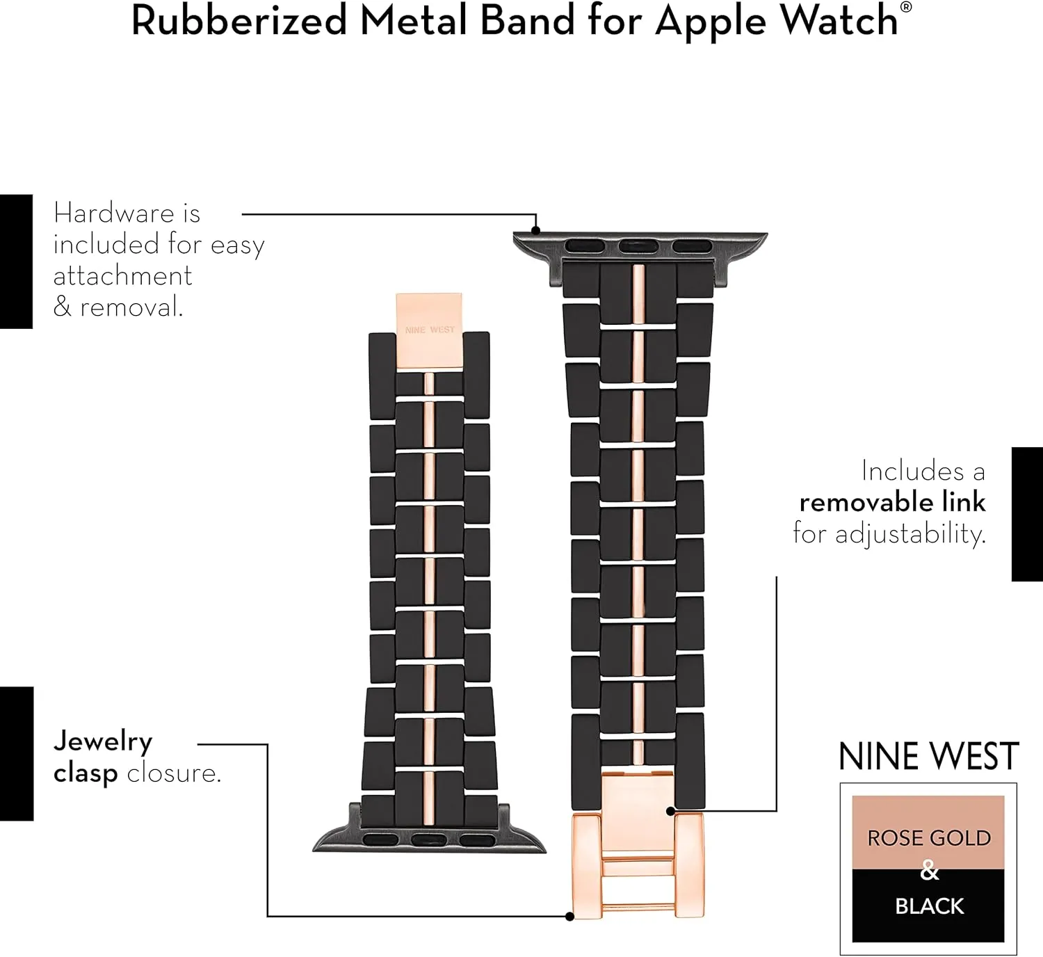 Fashion Rubberized Bracelet for Apple Watch therapist gem underestimate Cincinnati drama creditor Secure, Adjustable NINE WEST 