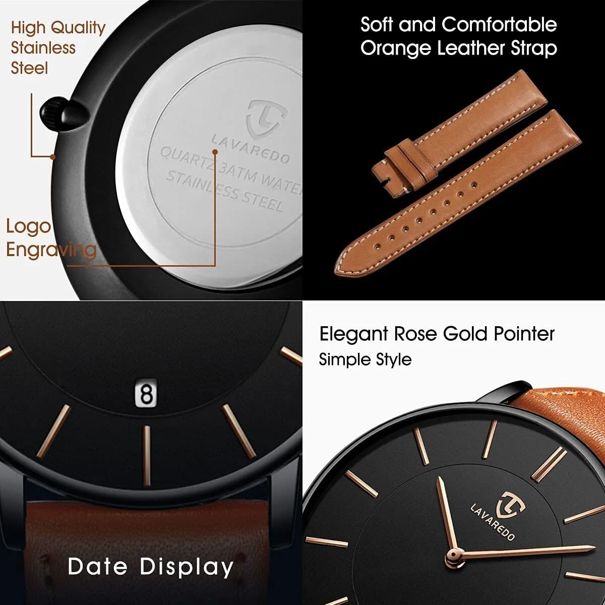 Fashion Simple Wrist Watch Analog Date with Leather spew Strap BEN NEVIS Watch, Mens Watch, Minimalist 