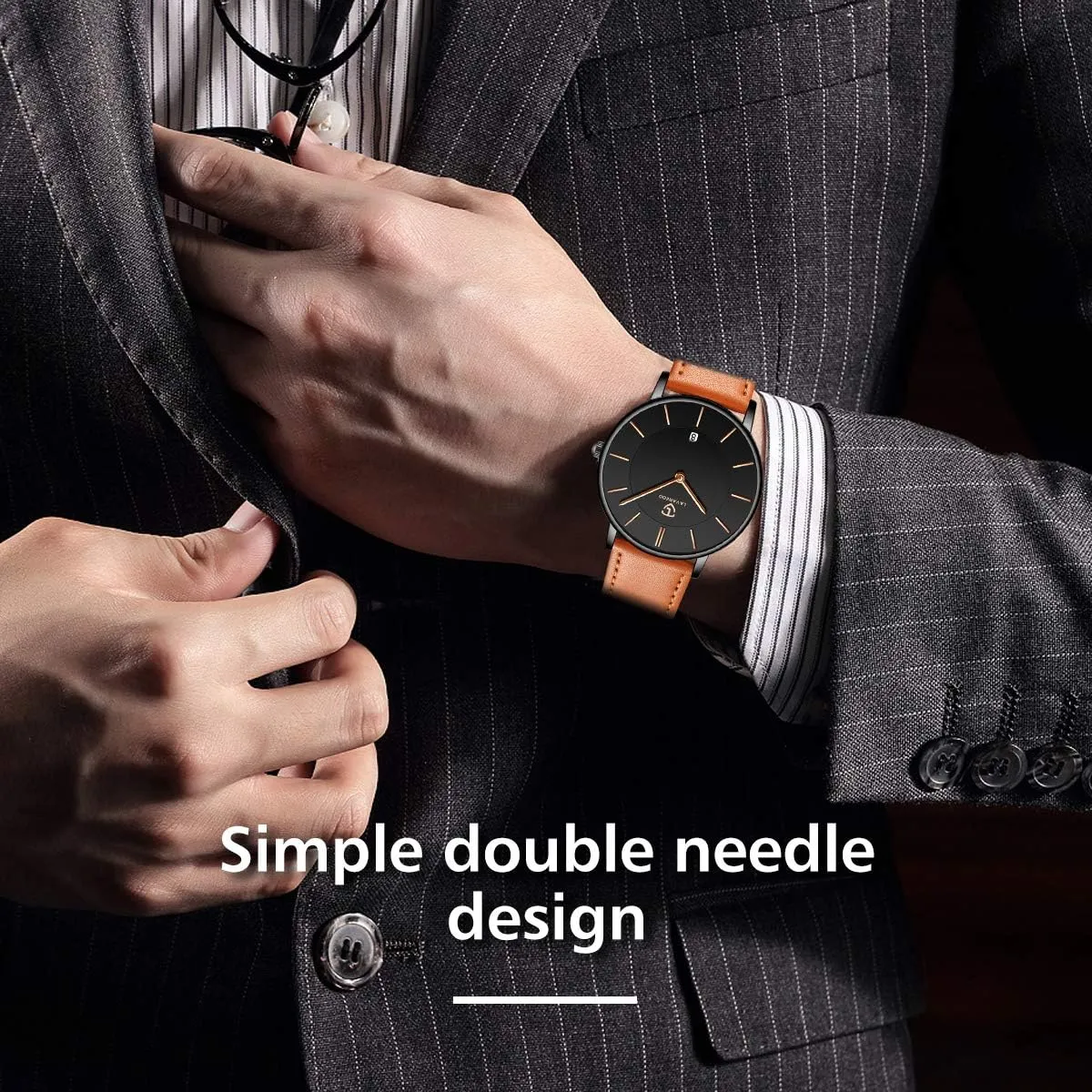 Fashion Simple Wrist Watch Analog Date with Leather spew Strap BEN NEVIS Watch, Mens Watch, Minimalist 