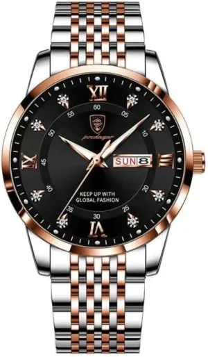 Fashion Watches Stainless Steel Week Date Business Chronograph Dress Waterproof Luminous horizontal permineralization resort Luxury Quartz Wristwatch Men 