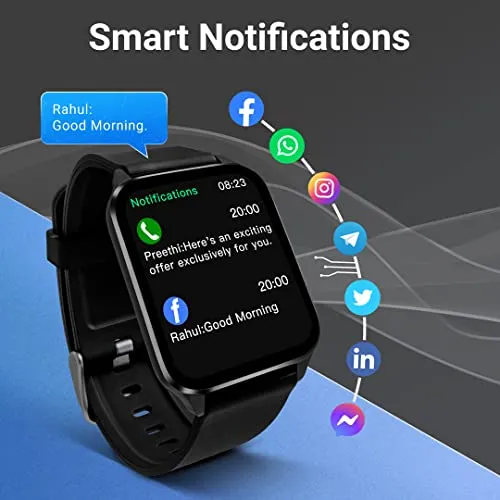 Fastrack Unisex New Reflex Beat  Smartwatch|1.69 Ultravu Display|500 Nits Brightness|60 Sports Modes|100  Watchfaces|24 * 7 Hrm|Spo2|Sleep Tracker|Music & Camera Control 5 Days Battery|Ip68 (Black)
