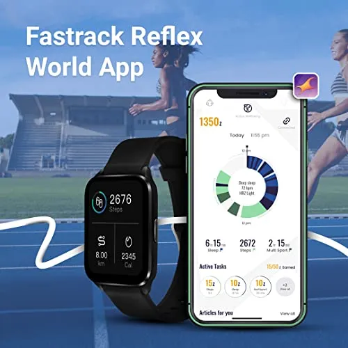 Fastrack Unisex New Reflex Beat  Smartwatch|1.69 Ultravu Display|500 Nits Brightness|60 Sports Modes|100  Watchfaces|24 * 7 Hrm|Spo2|Sleep Tracker|Music & Camera Control 5 Days Battery|Ip68 (Black)