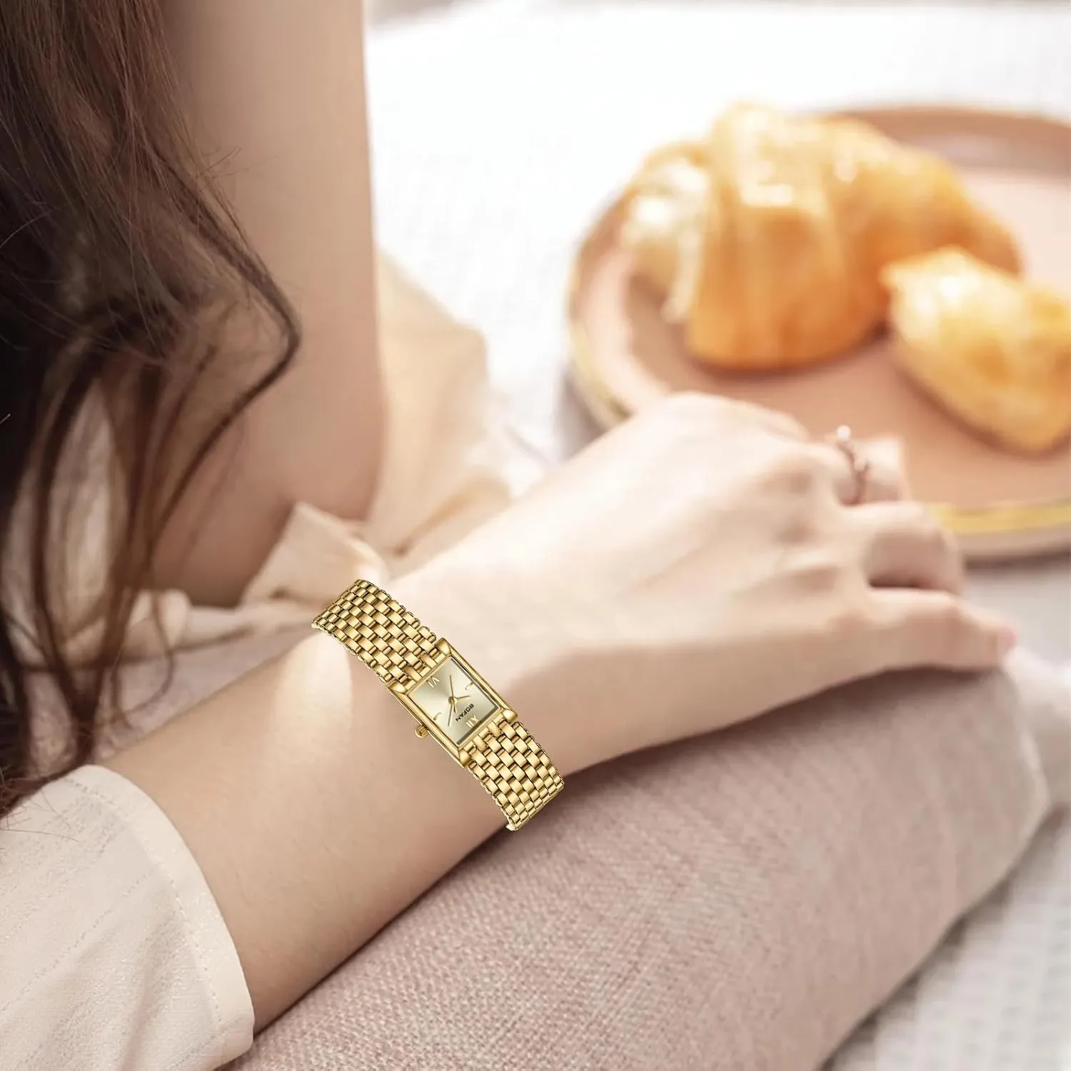 fatigue fetus meager tile Dial.Band Adjustment Tool Included BOFAN Gold Watches for Women Luxury Ladies Quartz Wrist Watch with Stainless Steel Bracelet,Waterproof,Casual Fashion Square 