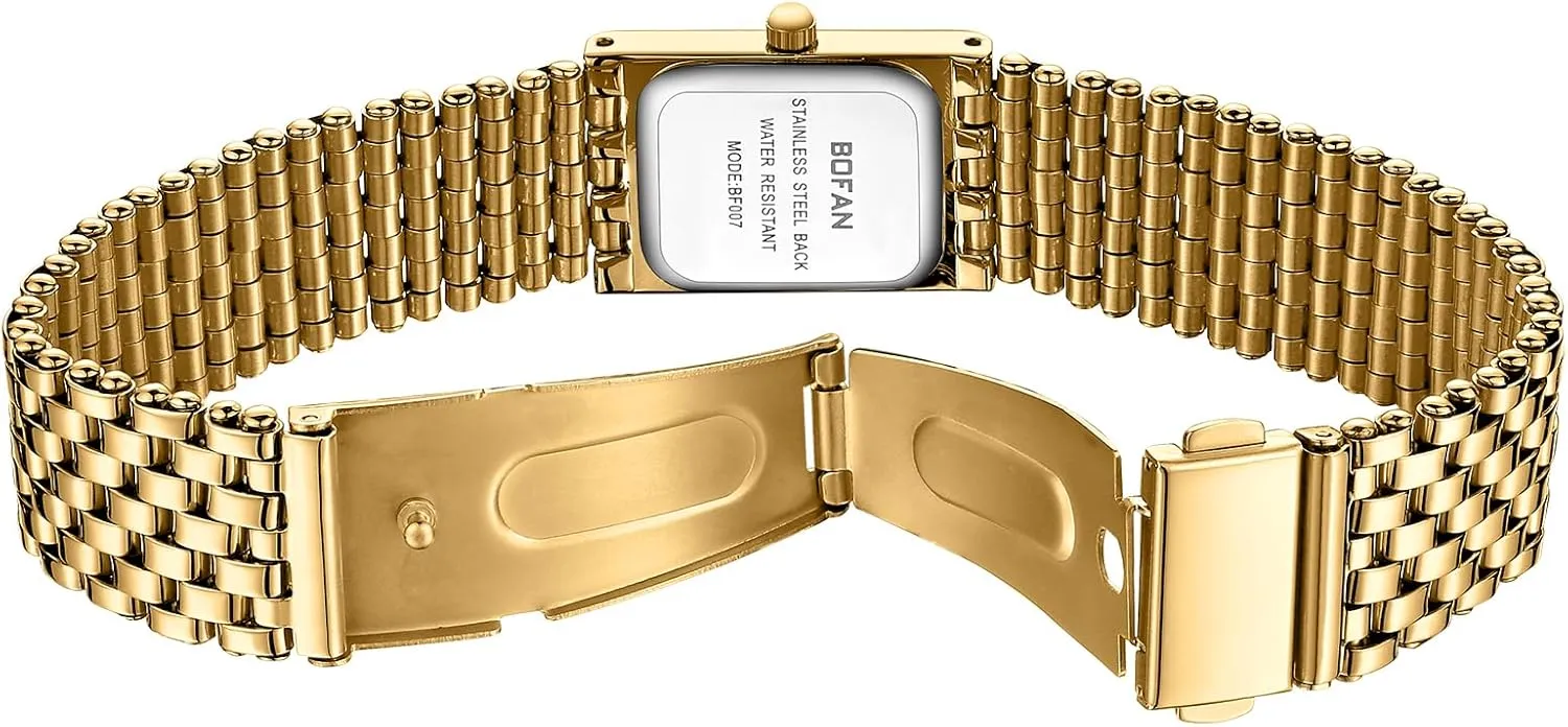 fatigue fetus meager tile Dial.Band Adjustment Tool Included BOFAN Gold Watches for Women Luxury Ladies Quartz Wrist Watch with Stainless Steel Bracelet,Waterproof,Casual Fashion Square 