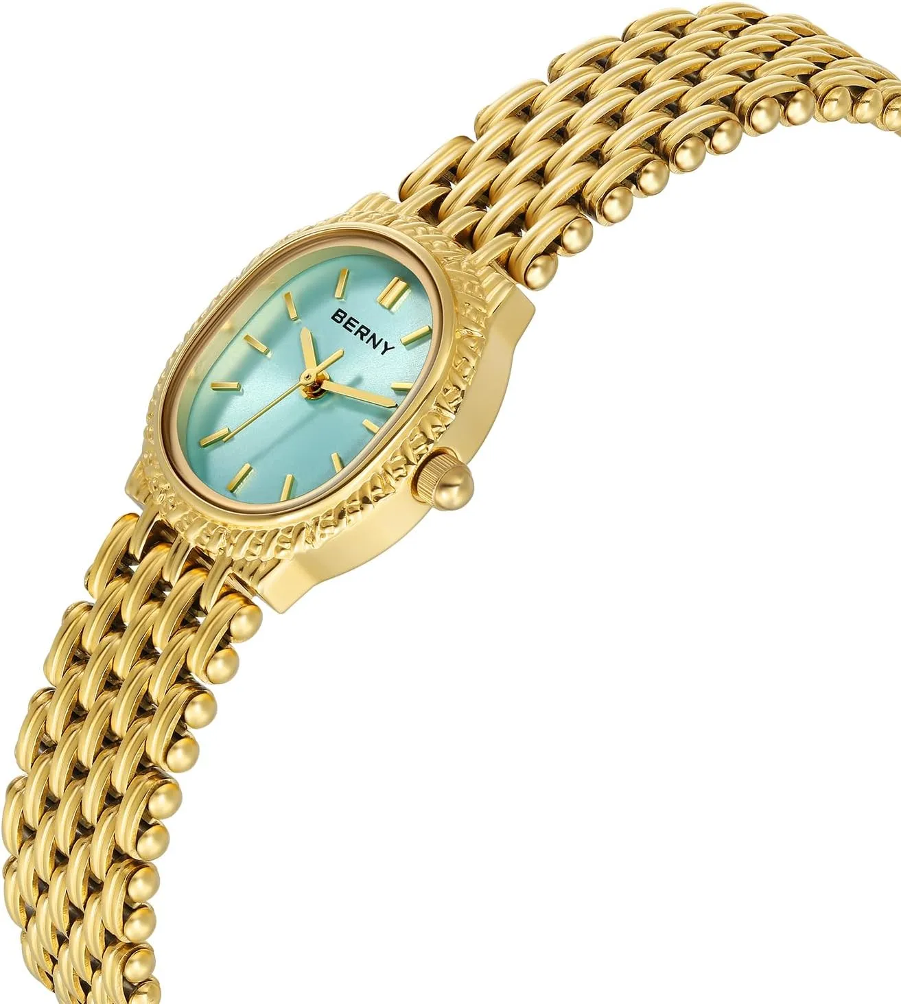 Female Wrist Watch Small and Exquisite Tools timid Included BERNY Gold Watches for Women Oval Ladies Small Watch Quartz Movement 3ATM Waterproof 